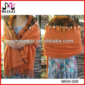 Elegant womens winter hot fashion 100% wool rabbit fur shawl