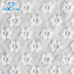 embroidered cute  flower white cotton lace fabric by the yard