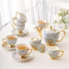 European style small luxury high-end bone china coffee cup and saucer set English ceramic flower tea cup afternoon tea set