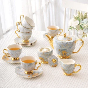 European style small luxury high-end bone china coffee cup and saucer set English ceramic flower tea cup afternoon tea set