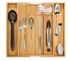 Expandable Bamboo Wood Cutlery Tray Adjustable Kitchen Drawer organizer new design wooden bamboo storage box