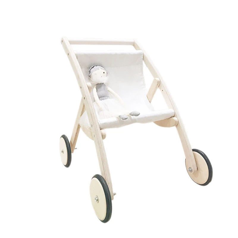 Factory directly sales baby walking trolley wood toy wheelbarrow