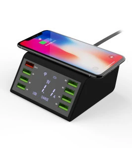Factory sell wireless multi usb charger 60w digital display 8 ports charging station for cell phone