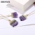 Import Fashion  gold plating natural amethyst slice healing stone purple crystal quartz  druzy  pendant necklace jewelry for women from China