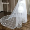 Fashion luxury flower embellished 4 meter tulle cathadral length wedding Bridal long veils