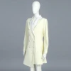 Fashionable Womens Coat New Asymmetrical Length Single Breast Button Up Blazers Ladies Women Creamy Long Clothes