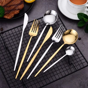 FDA stainless steel gold plated cutlery set for wedding  gold cutlery set gold flatware set
