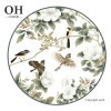 Fine Bone China Dinner Set Luxury Green Plants and Birds Dinnerware Plate Set Decorative Tableware for Event&Catering&Rental