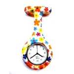 Flower print waterproof silicone nurse watch
