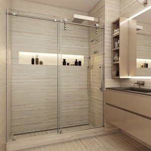 Frameless single sliding 10mm tempered glass shower door