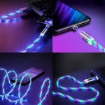 Free Sample 3 in 1 Micro USB Type C LED Glowing Flowing Mobile Phone Magnetic Fast Charging USB Cable