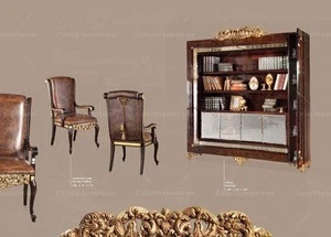 French Royal Luxury antique office furniture set wooden office desk and leather chair