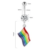 Gaby Fashion Stainless Steel Colorful Flag Pendant Zircon Navel Belly Button Piercing Jewelry Surgical Steel Belly Rings