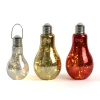 Galvanized led bulb shape glass vase with handle