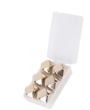 Gold color diamond shape stainless steel ice cubes, whiskey ice cube
