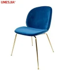 Golden light luxury dining chair Hotel restaurant chair Stainless steel gold black Modern velvet chair