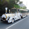 Good quality amusement park attraction 2 carriages 40 seats fiberglass diesel road tourist trackless train for sightseeing