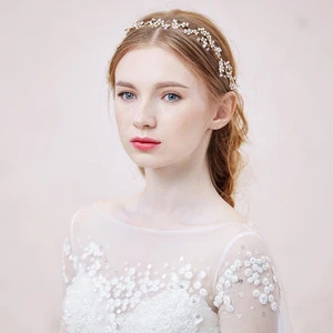 Gorgeous floral headband women rhinestone jewelry hairband soft chain hair ornaments bridal tiara wedding accessories