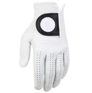 Great quality white cabretta golf gloves with embroidery Customized logo
