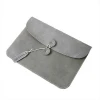 Grey Real Leather Large File Folding Clutch Laptop Bag