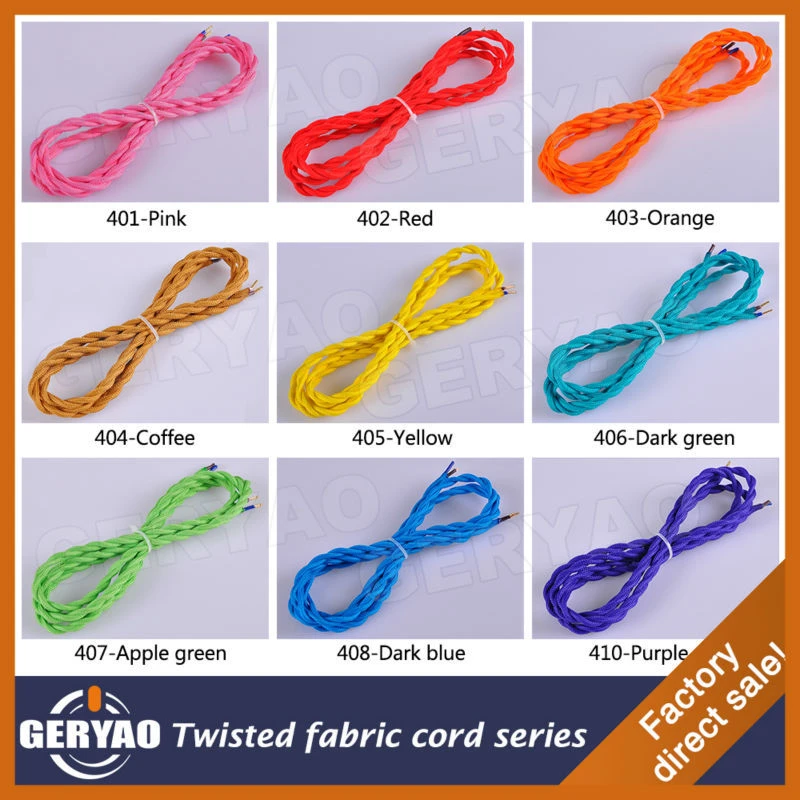 Grey twisted pair rayon fabric wire, twisted woven electric wire power cord
