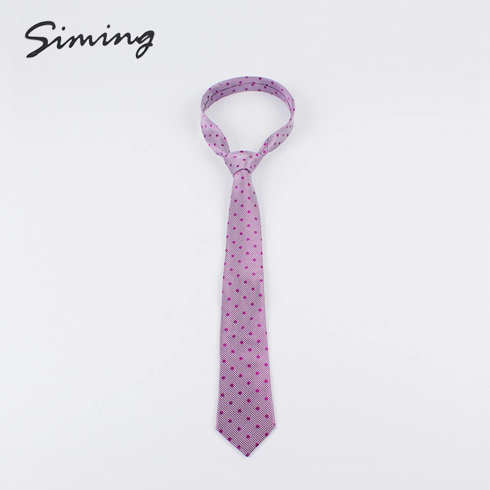 Hand made fast delivery thin fashion customized purple polka dot tie for men cravate homme