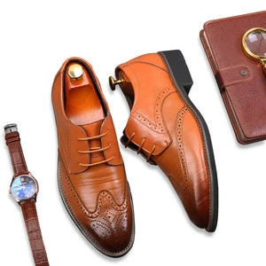 Hand made high quality dress genuine leather men shoes