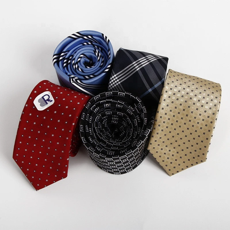 Handmade woven silk or polyester skinny tie Custom Logo Gift Box Ties for Mens