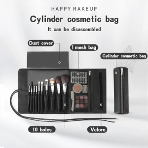 Happymakeup reel cosmetic brush storage bag three in one folding portable travel tool cosmetic bag