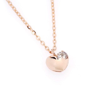 Heart Cubic Point Link Chain Cutie Necklace(14K pink gold)