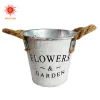Hemp rope handle paint white iron drum Garden Metal Galvanized Vintage Mini Watering Pitcher Flower Decor Vase