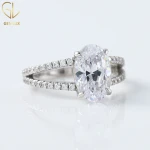 High On Demand Split Shank 2 CT Oval Cut Moissanite Diamond Engagement Ring Solitaire With Accent Moissanite Ring For Women