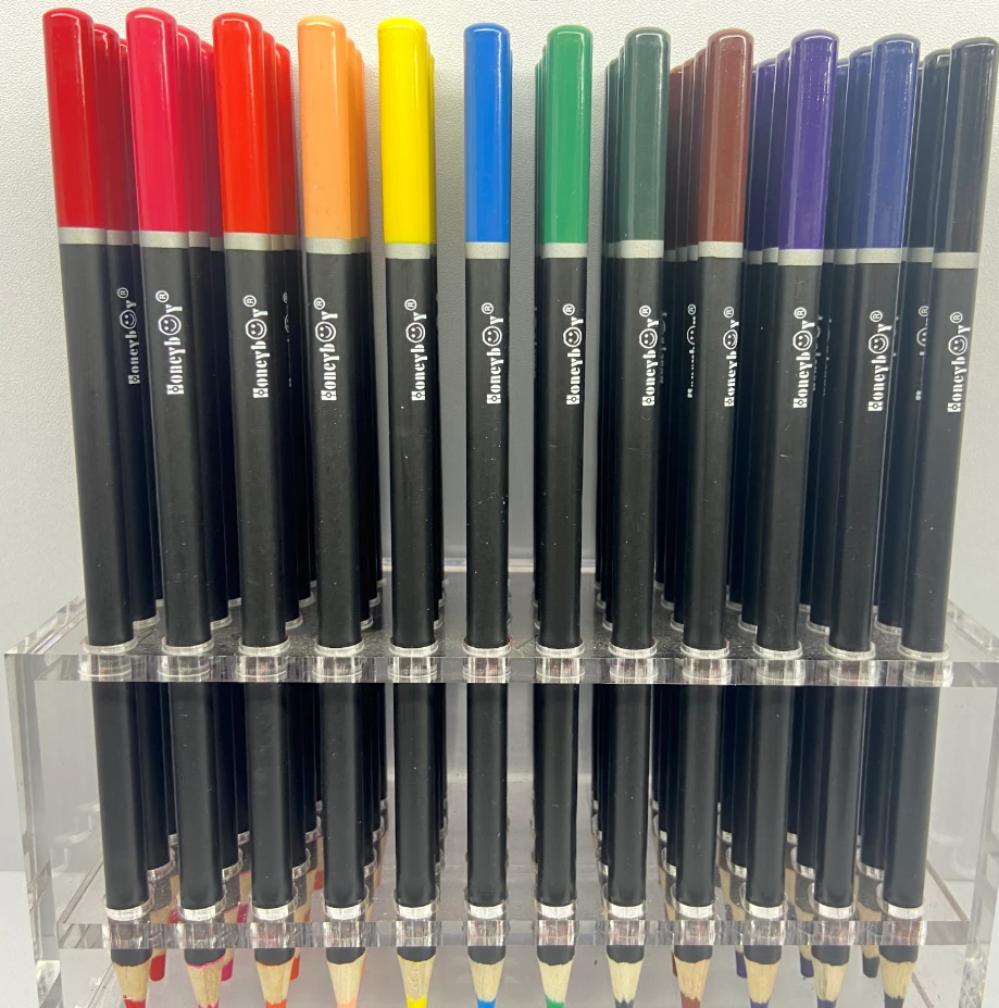 High quality black soft basswood water soluble color pencil set with silver ferrule and dip top