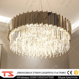 High Quality Champagne Gold Modern Style Hanging Pendant Crystal Light For Living Room