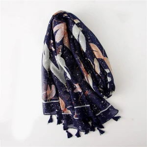 High quality dragonfly print scarf wrap with tassels,fashion animal print women scarf hijab foil print scarf shawl