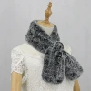 High quality hand-knitted rabbit fur scarf in a variety of colors with a flower