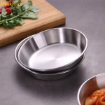 High quality Reusable Round Stainless Steel Sauce Dishes Mini Home Seasoning Plate