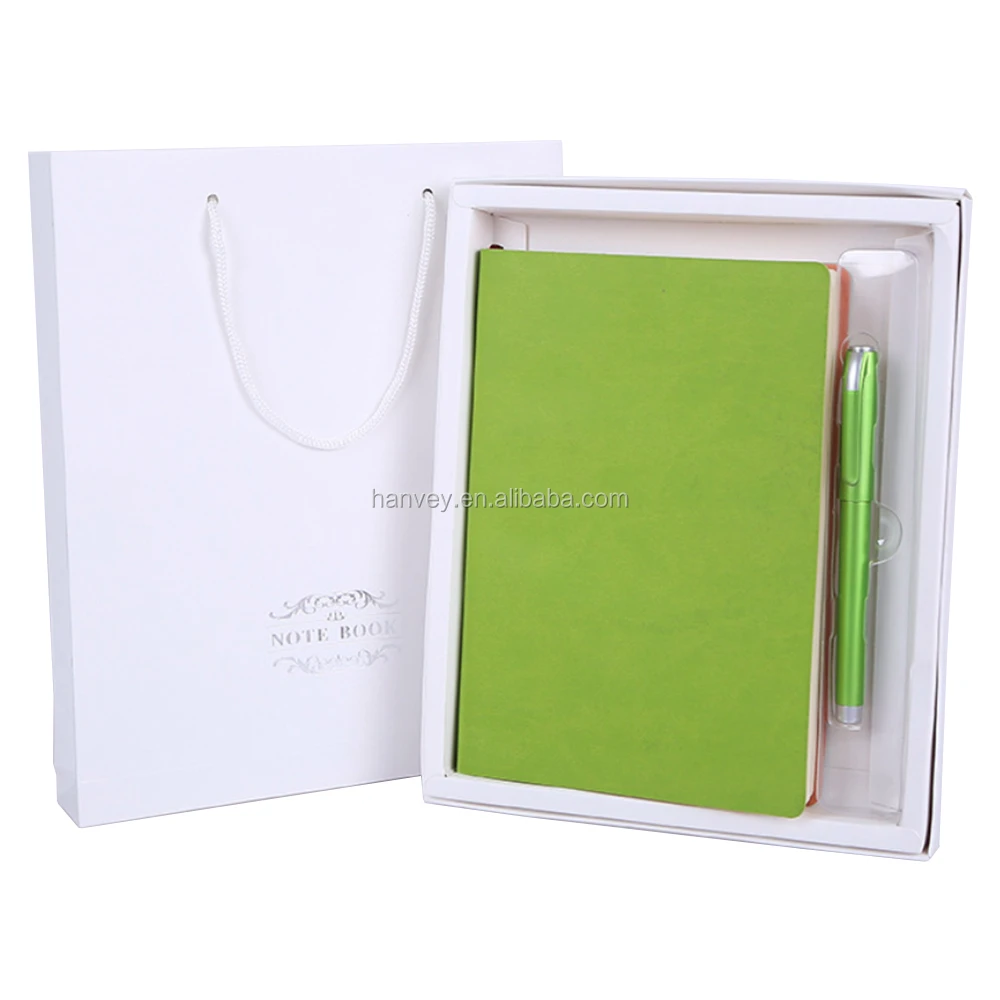 High quality wholesale promotion gift luxury custom PU leather notebook and pen office stationery business gift set