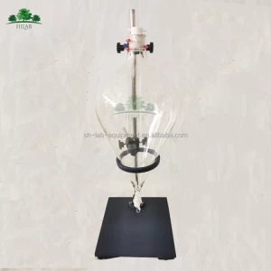 HJLab 2L-5L-10L  Glass Separatory Funnel Kit with all PTFE valves with stand