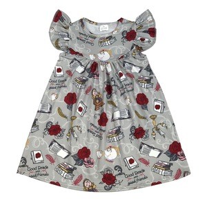 Hot sale cow print wholesale baby cheap clothes 10 years old girl boutique dress