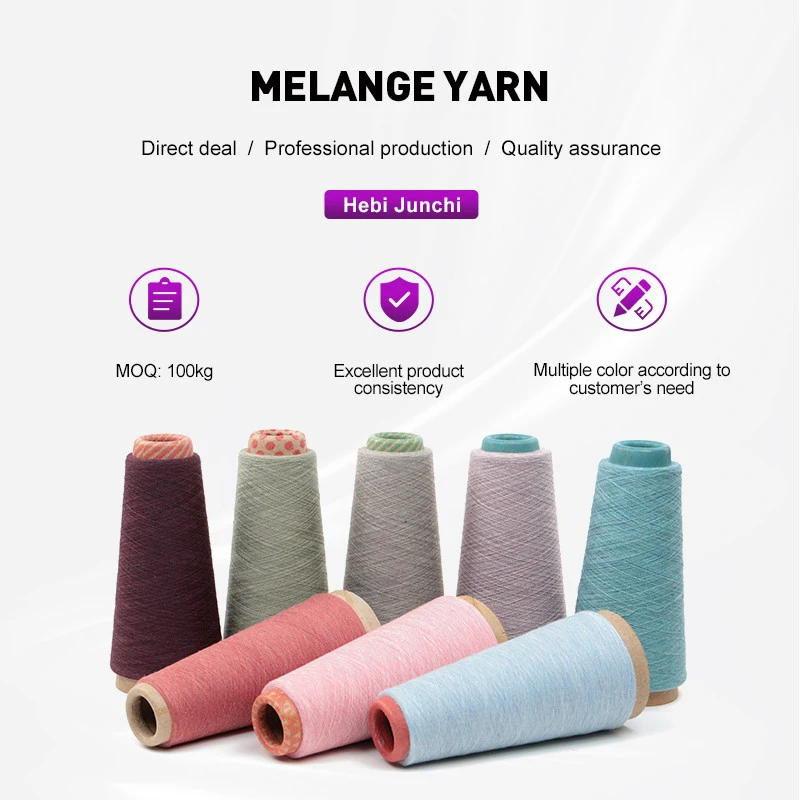 Hot sale dyed colorful cotton polyester blended spun yarn for knitting and weaving with good price
