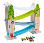 Hot sale gliding slot wooden car ramp toy