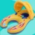 Import Hot sale inflatable yellow baby swimming float with seat wheel play in water swim float ring with canopy shade from China