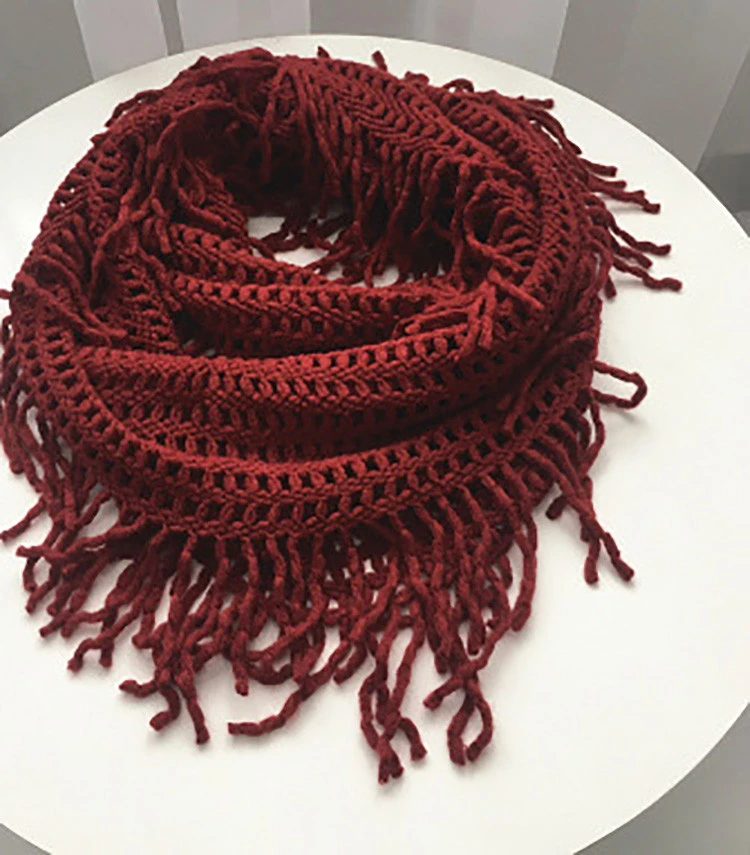 Hot Sale Pure Color Knit Long Tassel Warm Warm Long Neck Long Scarf