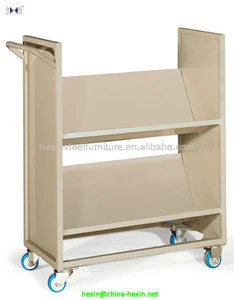 Hot sale School library furniture,Movable V-style book cart