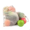Hot sell  fruit vegetable produce reusable mesh bag 100% cotton mesh drawstring bag 20*25CM
