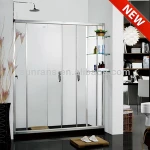 Hot selling 6MM tempered glass folding shower screen with shelf