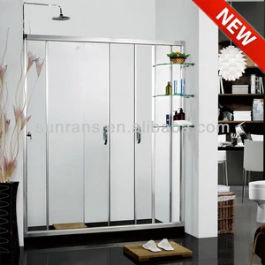 Hot selling 6MM tempered glass folding shower screen with shelf