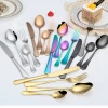 Hot selling amazon luxury 1010 stainless steel 24 pcs gold cutlery set silverware with gift box case wholesale