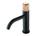 Hot selling button press switch stainless steel bathroom mixer faucet tap black washroom basin faucet tap
